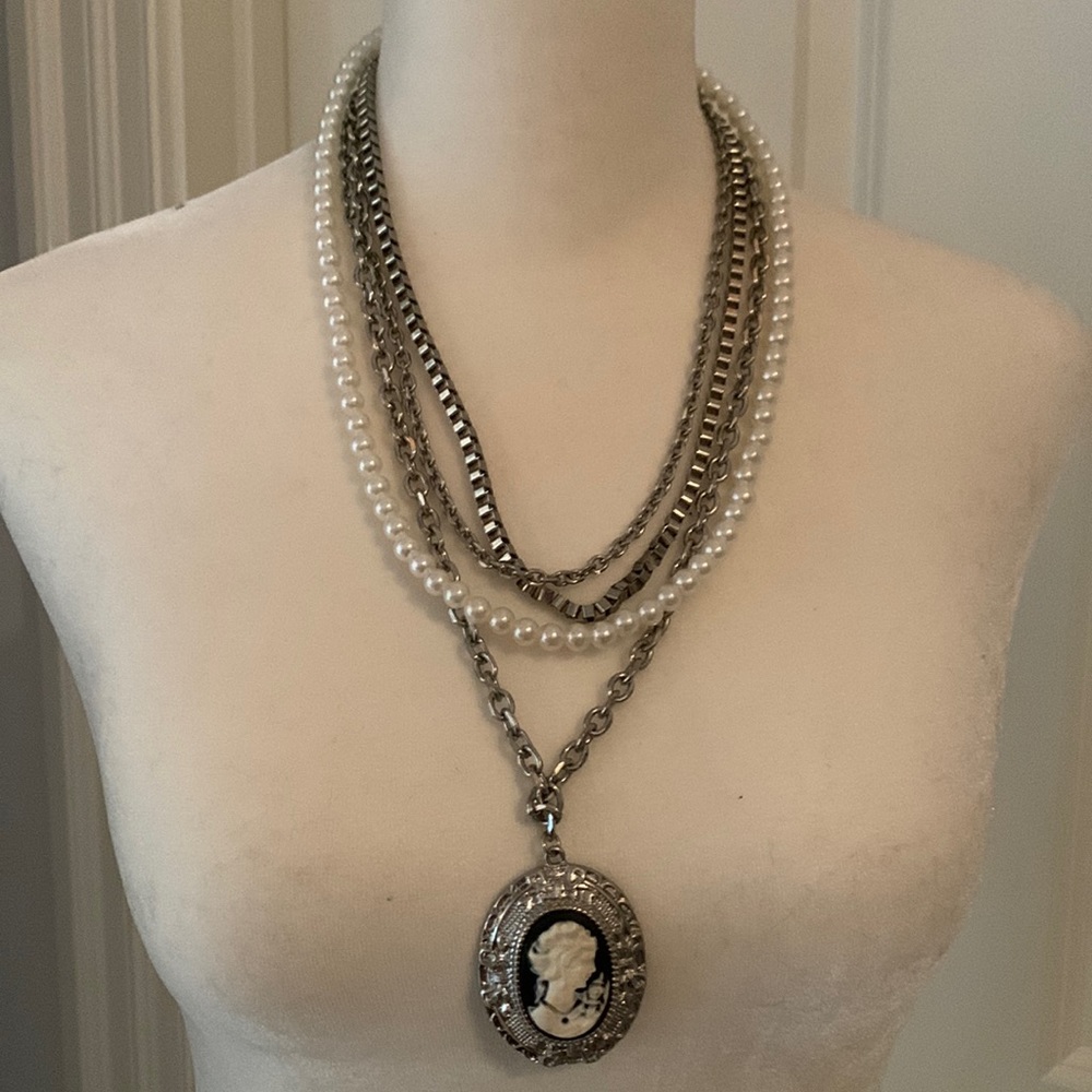 Cameo Four Strand  Necklace